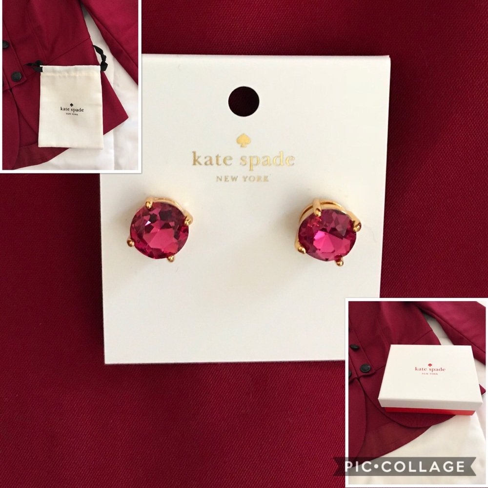 NWT Kate Spade Fuschia Earrings, Dust Bag & Box - Picture 1 of 6